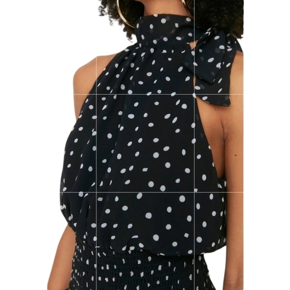Black Polkadot Halter-Neck Mini Dress - Picture 9 of 11